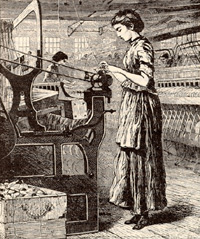 Meisje in Lowell-fabriek